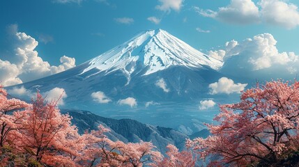 富士山と桜の美しい風景2