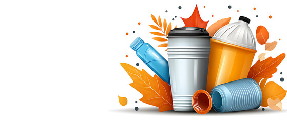 Waste management awareness campaign urban environment graphic design colorful illustration digital art recycling concept