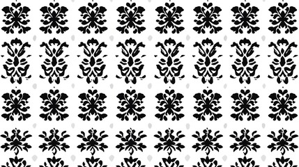 Monochrome inked botanical seamless pattern on white background decor