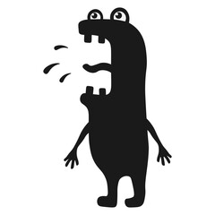 Cute Halloween Monster on White Background. Vector Silhouette.