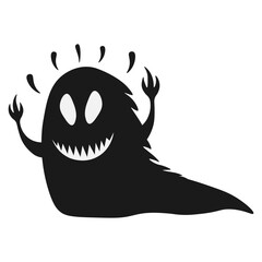 Cute Halloween Monster on White Background. Vector Silhouette.