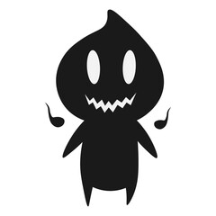 Cute Halloween Monster on White Background. Vector Silhouette.