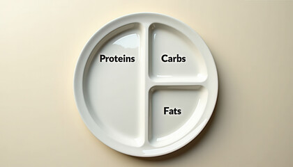 Protein Carbs Fats Sectioned Plate For Nutrition Guidance And Diet Consultations