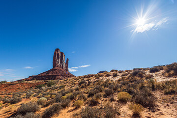 Beautiful landscape scenery seen from hiking the Wildcat Trail at Monument Valley.