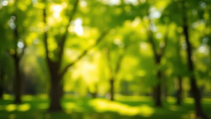 blurred image of a park with trees and grass,