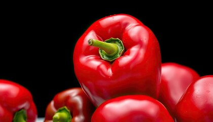 Vibrant red bell pepper, glossy skin, isolated, vegetable,  organic