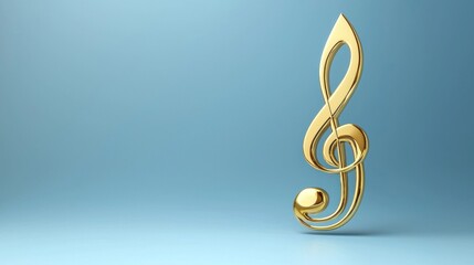 Fototapeta premium Golden Treble Clef on a Blue Background: A Symphony of Elegance
