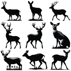 deer silhouettes set