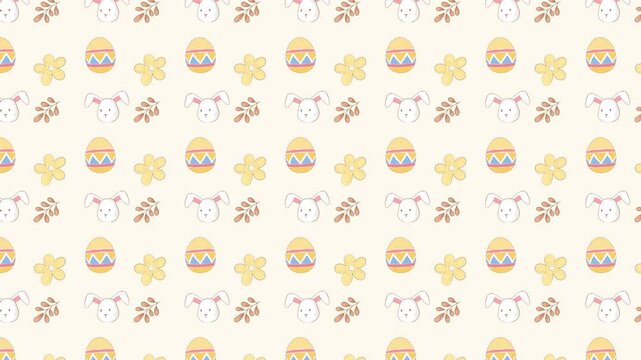 Easter bunny and egg pattern motion graphic seamless loop in paster color background