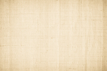 Brown sackcloth woven texture background in natural pattern. Jute hessian burlap, linen background in light beige cream color blank. Weaving canvas fiber line cotton cloth textured as organic.