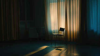 Solitary person sitting on park bench with head bowed, surrounded by barren trees and overcast sky, symbolizing isolation and emotional struggle. Concept of loneliness and mental health.