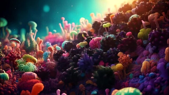 3D Animation of Deteriorating Intestinal Environment Where Harmful Bacteria Are Increasing in Normal Intestinal Flora.