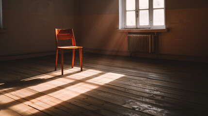 Solitary person sitting on park bench with head bowed, surrounded by barren trees and overcast sky, symbolizing isolation and emotional struggle. Concept of loneliness and mental health.