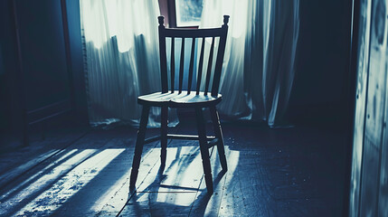 Solitary person sitting on park bench with head bowed, surrounded by barren trees and overcast sky, symbolizing isolation and emotional struggle. Concept of loneliness and mental health.