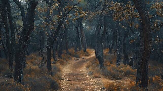 Footpath amidst trees in forest