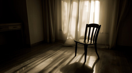 Solitary person sitting on park bench with head bowed, surrounded by barren trees and overcast sky, symbolizing isolation and emotional struggle. Concept of loneliness and mental health.