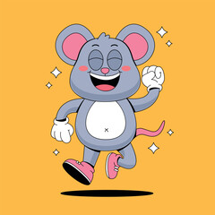 Running mice retro cartoon mascot