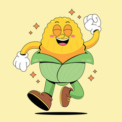 Running corn cartoon mascot