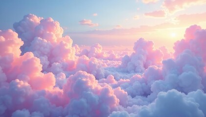 Pastel rainbow hues in the clouds with subtle shimmer, shimmer, peaceful, gentle