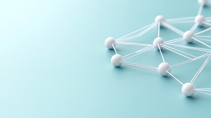 Abstract geometric network on blue background, illustrating connection and communication in modern technology.