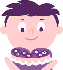 Obraz premium happy cute little kid boy and girl holding a birthday cake