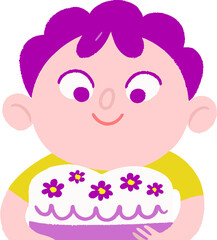 Fototapeta premium happy cute little kid boy and girl holding a birthday cake