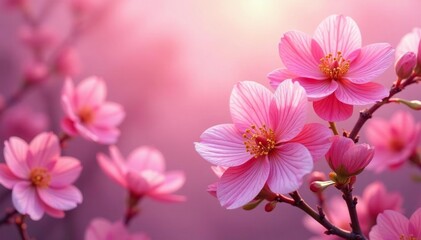 Obraz premium Distorted floral textures on a gradient background, blurry, pink