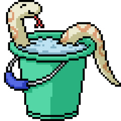 Fototapeta premium pixel art of snake bucket bath