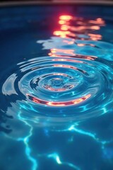 pool with multicolored glassy concentric circles on surface, reflections, aquatic, optics