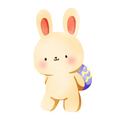 Hand-Drawn Happy Easter with bunny and egg illustration