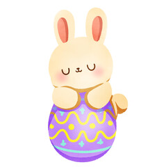 Obraz premium Hand-Drawn Happy Easter with bunny and egg illustration