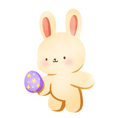 Hand-Drawn Happy Easter with bunny and egg illustration