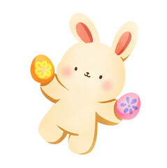 Hand-Drawn Happy Easter with bunny and egg illustration