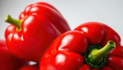 Vibrant red bell pepper, glossy skin, studio shot, image, garden