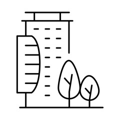 Buildings Line Editable Stroke Icon. Real Estate, House, Home, Apartment, Condominium, Hotel, Mall, City, Cityscape, Town, Downtown, Museum, Architecture Buildings Icons Vector Illustration