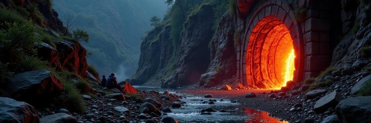 Caldeira de a?o retorta junto ao muro com contraluz, engenharia, arquitetura, contraluz