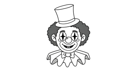 Retro Cartoon Clown with Top Hat Illustration