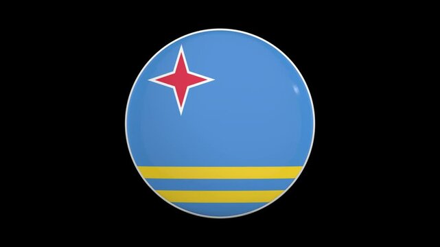 Aruba flag button with reflection