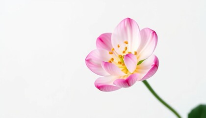 Obraz premium A single vibrant bloom, petals unfurled, isolated against a pure white backdrop, colorful flower, image