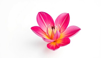 Obraz premium A single vibrant bloom, petals unfurled, set against a pure white backdrop, vibrant, white background
