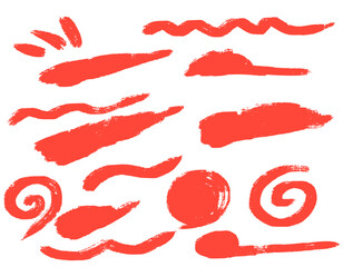 筆素材　セット　赤