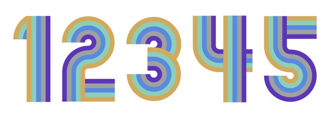 1,2,3,4,5　数字　ナンバー　デザイン　虹　カラー3