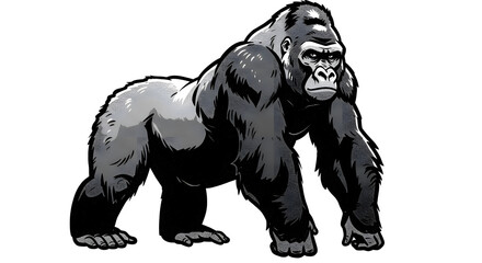 Fototapeta premium Powerful Gorilla Illustration in Black and White