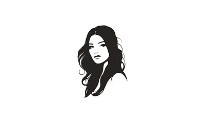 Beautiful model with messy hair logo design