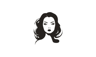 Beautiful woman with messy hair logo design