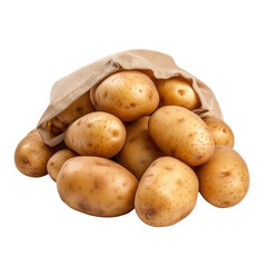 fresh unpeeled potatoes on transparent background