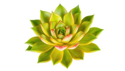 Obraz premium Single succulent plant, vibrant green leaves, isolated on pure white, foliage, color