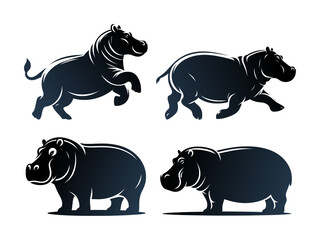 vector set silhouette of hippopotamus (artwork 1)