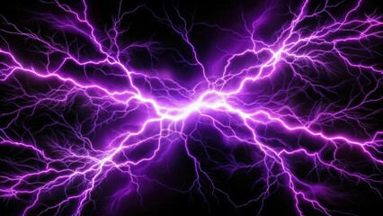 Electric Purple Lightning Strike Fashion Photography - Sleek Black Background