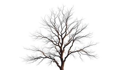 Fototapeta premium Lone deciduous tree, stark branches against bright white, autumn, twig